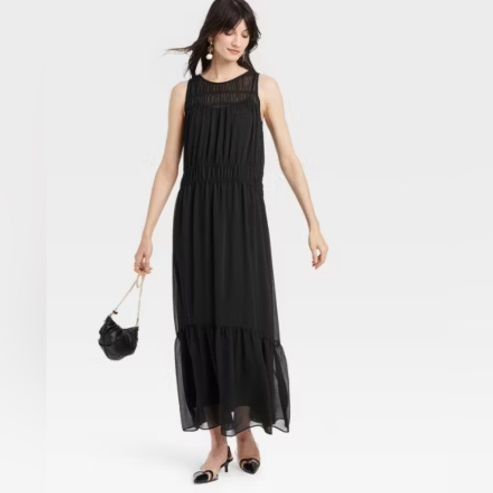 Women's Sheer Chiffon Maxi Dress - A New Day Sz M - Picture 3 of 3